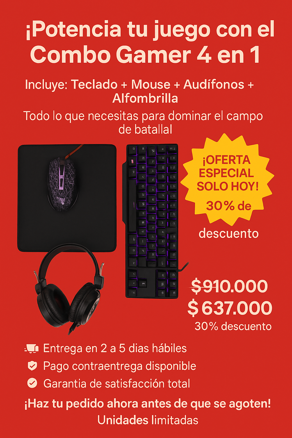 ComboGamer Teclado balaca mouse alfomb