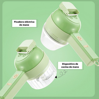 Picador de Verduras Eléctrico 4 en 1 – Recargable, Rápido y Sin Esfuerzo